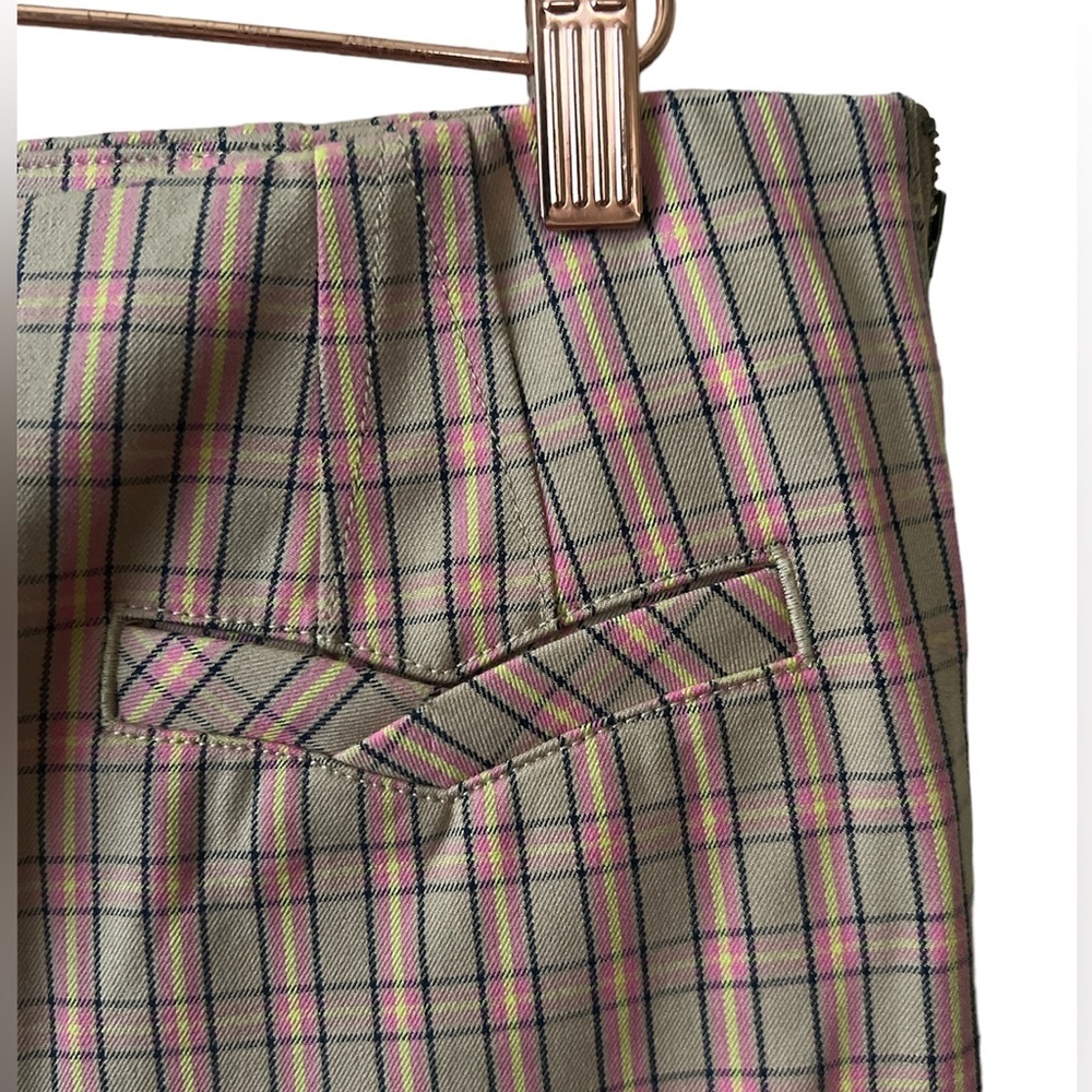 Anthropologie Plaid Slim Ankle Pants in Pink and Brown - Picture 3 of 6